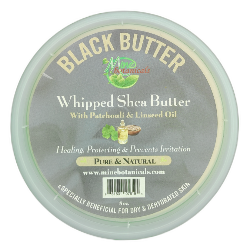 Promotional Black Butter Whipped Shea Butter with Patchouli & Linseed Oil 8oz