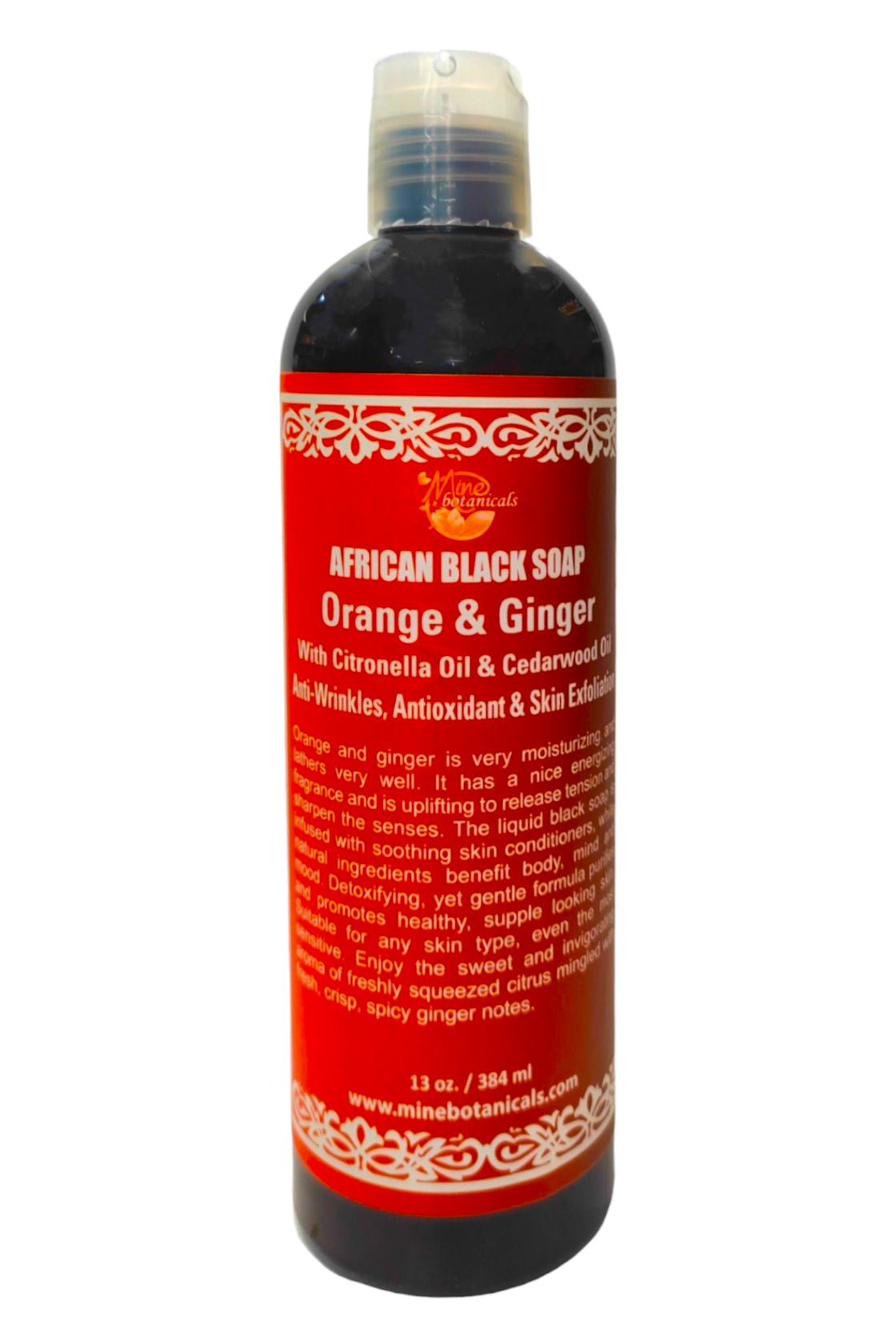 African Liquid Black Soap with Orange & Ginger